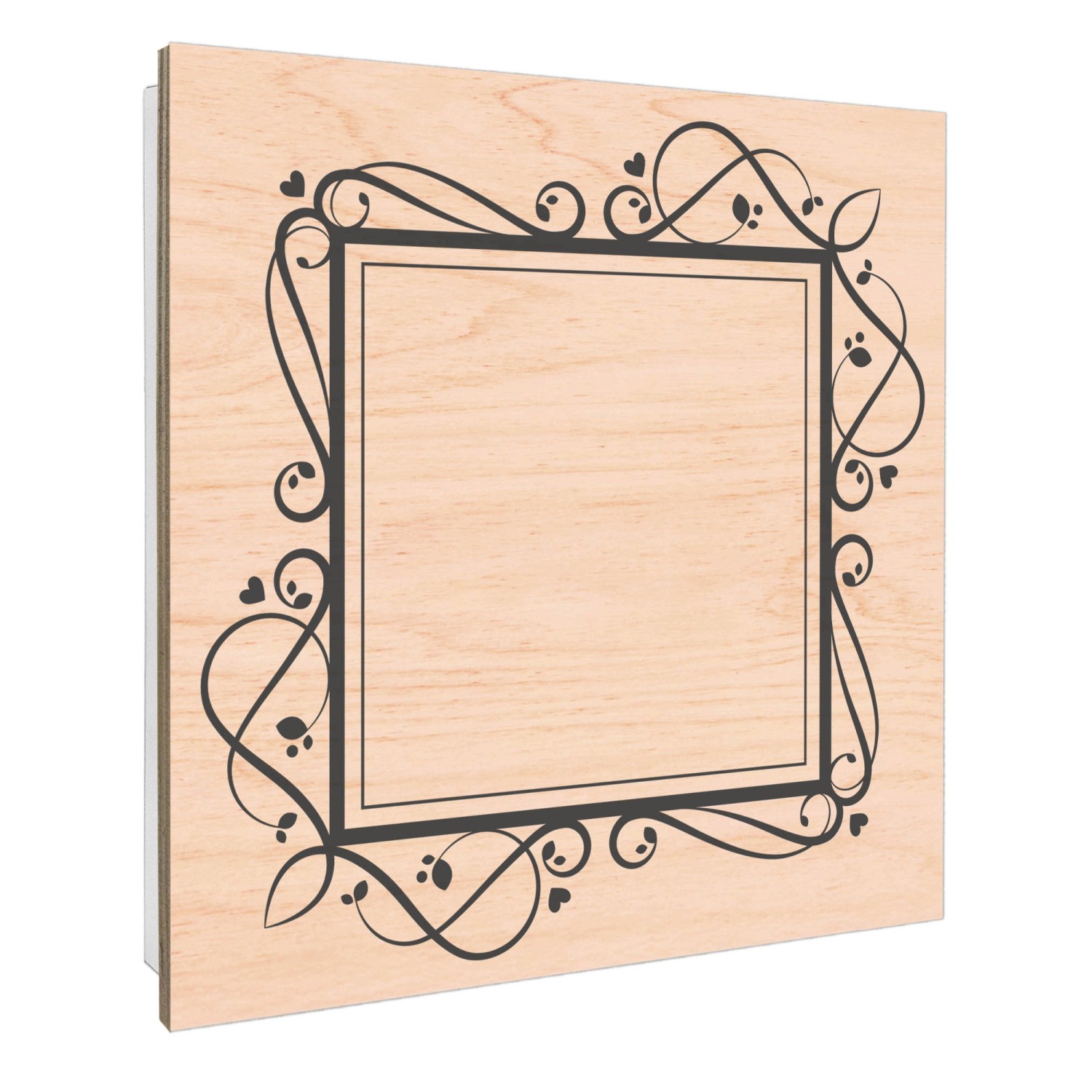 Weißer Banjado Schlüsselkasten 30x30 mit Herzrahmen-Motiv und 50 Haken zur Schlüsselaufbewahrung.