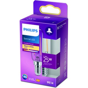 Philips E14 LED-Lampe, 2,1W, warmweiß, 250lm, EEK: E, 9x2,5cm. Für Dunstabzugshauben.