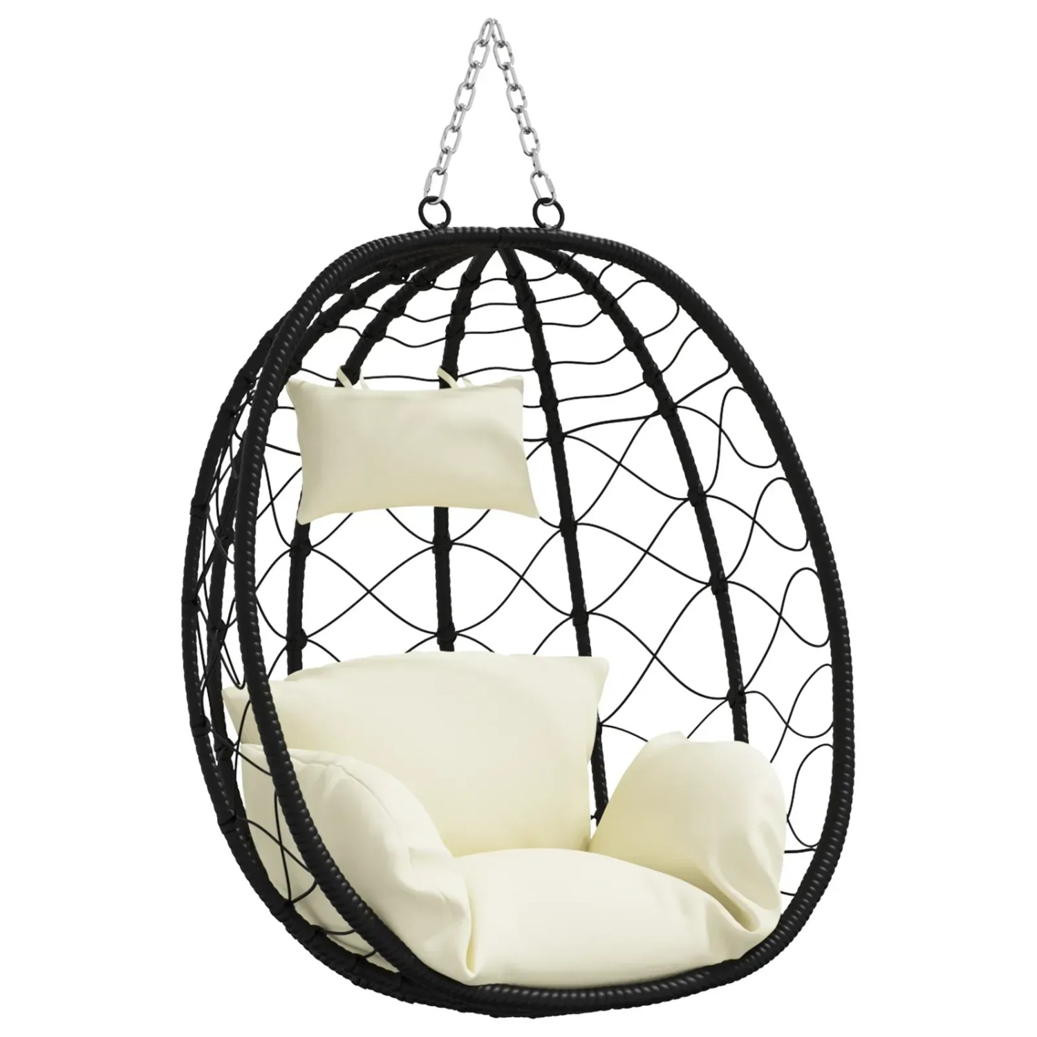 vidaXL Hängestuhl Basket ohne Stand Creme-Weiß Poly Rattan 42003845