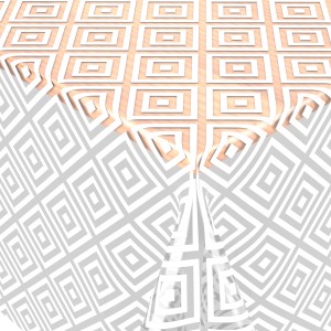 Venilia Tischschoner Celia Weiß, 140 cm, Meterware mit geometrischem Muster.