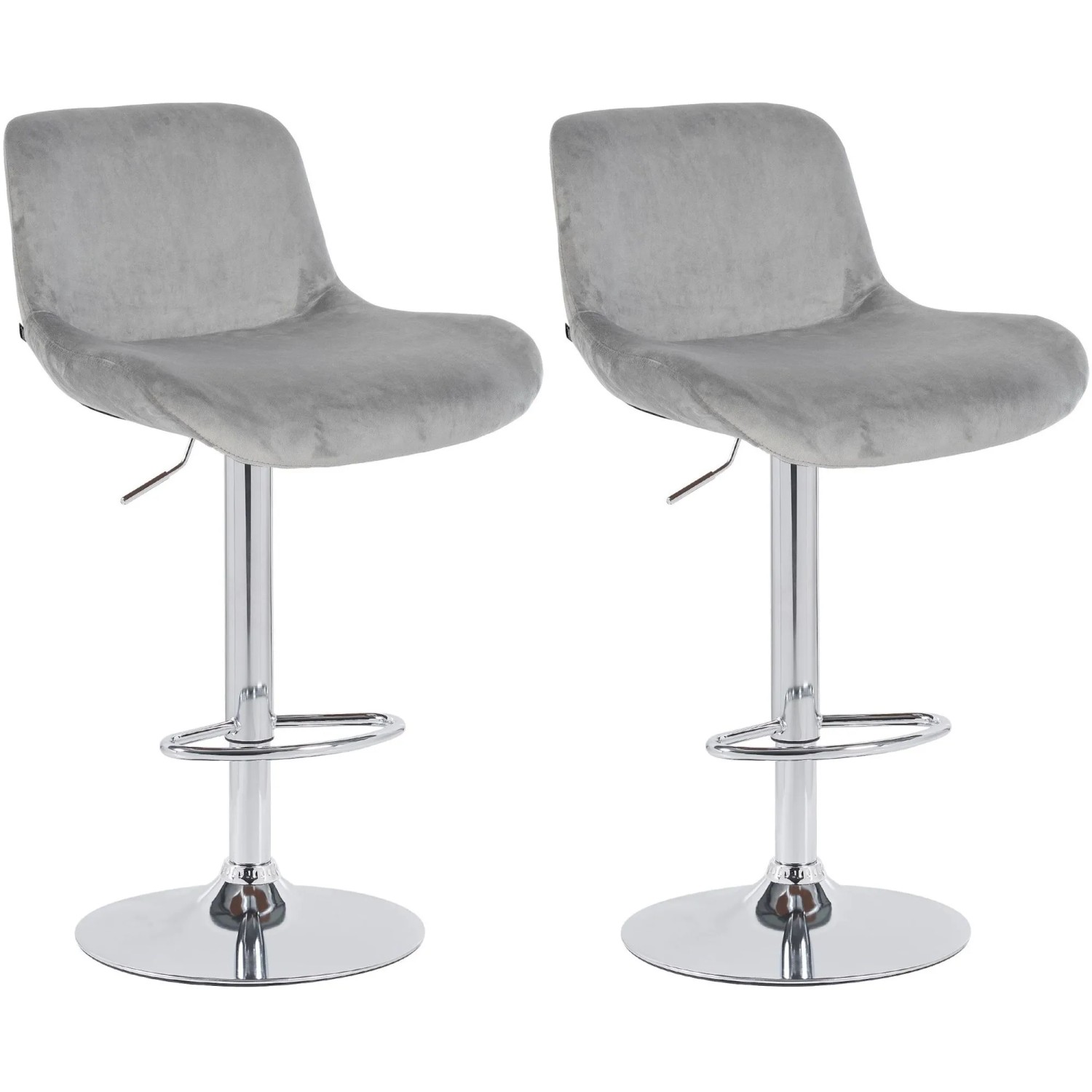 DELUKE 2er Set Barhocker PONOR Samt Grau 50x50x85cm Silber Barstuhl Höhenverstellbar Mit Lehne Drehbar Tresenhocker Tresenstuhl