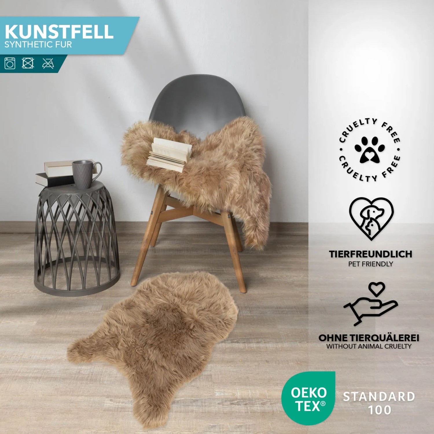 KARAT Kunstfell waschbar Nelly 90 x 60 cm Umber kaufen bei OBI
