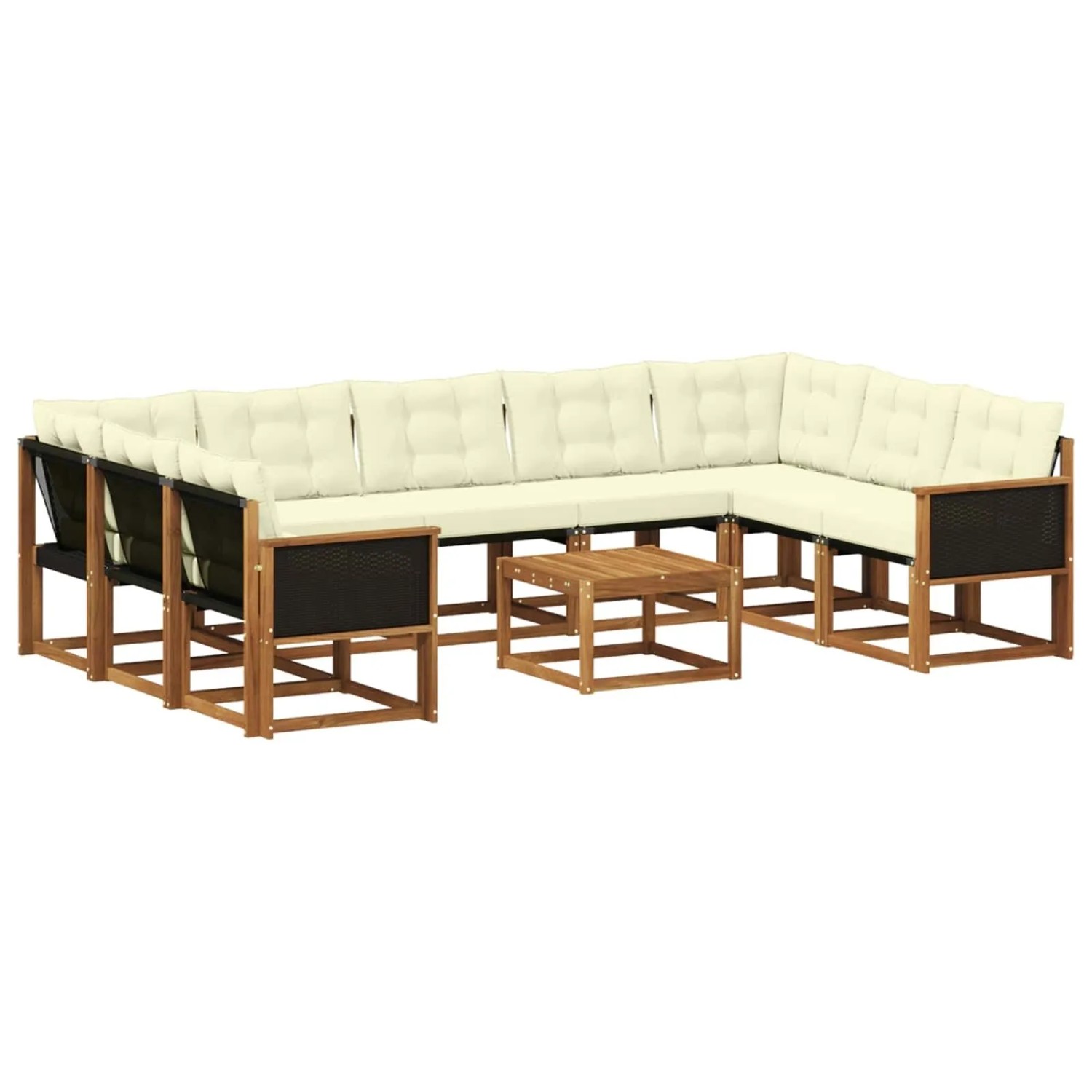 vidaXL Outdoor-Sofagarnitur mit Kissen 10 Stk Natur und Creme 3382214