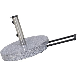 Grauer Siena Garden Schirmständer aus Granit, 40 kg, mit Edelstahlrohr und Rollen.