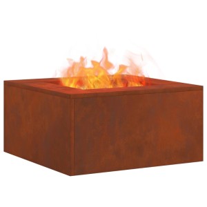 vidaXL Feuerstelle Braun 80 x 80 x 40 cm Wetterfeststahl 858921