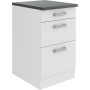 OPTIFIT Oslo214 Küchen Unterschrank, 50cm, Weiß mit Schubladen und Arbeitsplatte.