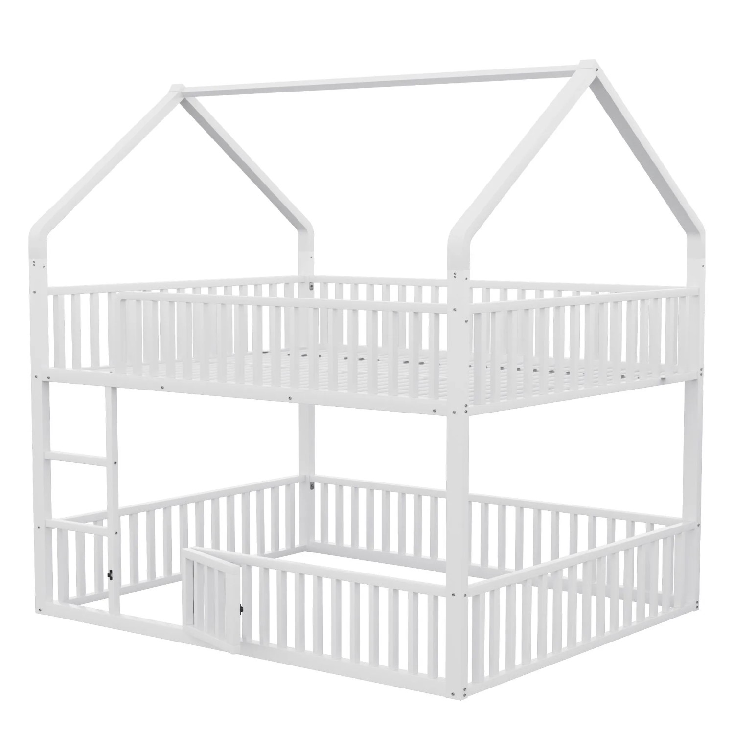 Okwish Etagenbett 140x200cm Mit Treppe Tür Kinderbett Weiß Ohne Matratze