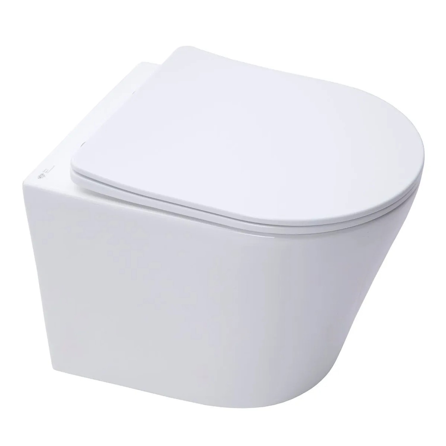 Swiss Aqua Technologies Hänge Wand-WC Gäste-WC Toilette Spülrandlos Kurz 48cm mit SoftClose TakeOff WC-Sitz Weiß Matt