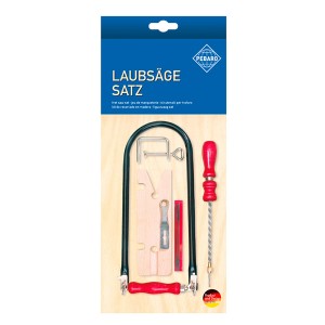 Pebaro Laubsäge-Set, 12-teilig, mit Laubsäge, Drillbohrer, Tischchen, Zwinge und Sägeblättern.