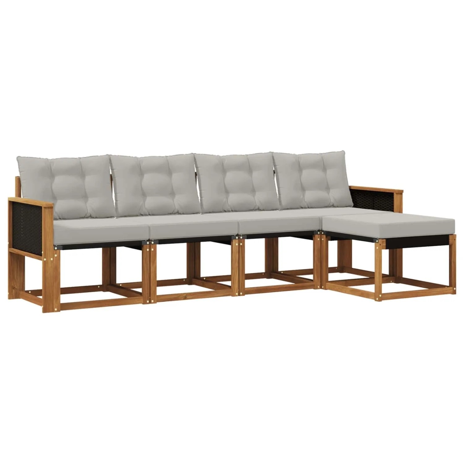 vidaXL Outdoor-Sofagarnitur mit Kissen 5 Stk Natur und Hellgrau 3381879