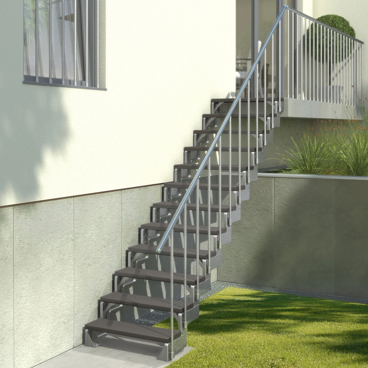 Dolle Außentreppe Gardentop 12 TrimaxStufen 80 cm Anthrazit + Alu