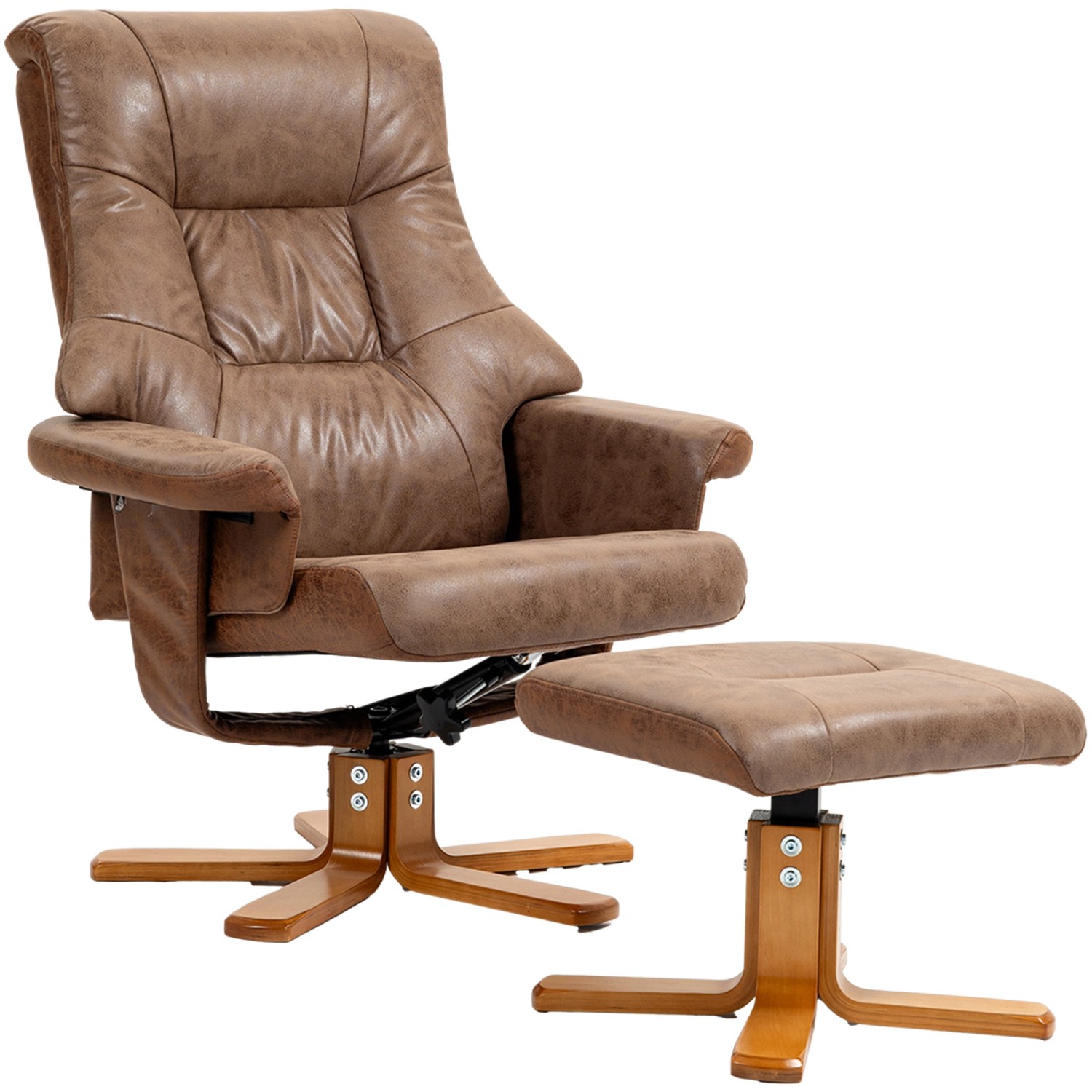 HOMCOM Relaxsessel mit Hocker Drehbar mit Liegefunktion Braun 78 x 82,5 x 1 günstig online kaufen