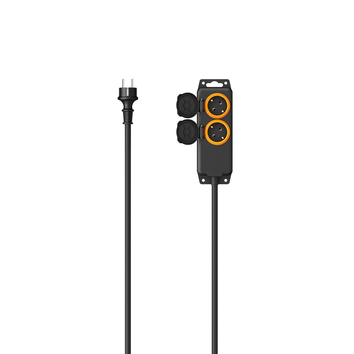 Hama Steckdosenleiste 2-Fach für Außen IP44 Wandmontage Schwarz 2 m