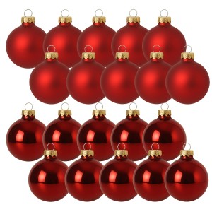 Marelida Christbaumkugel Weihnachtskugel Glas 6cm Glänzend Matt Rot 20er Set Baumkugel