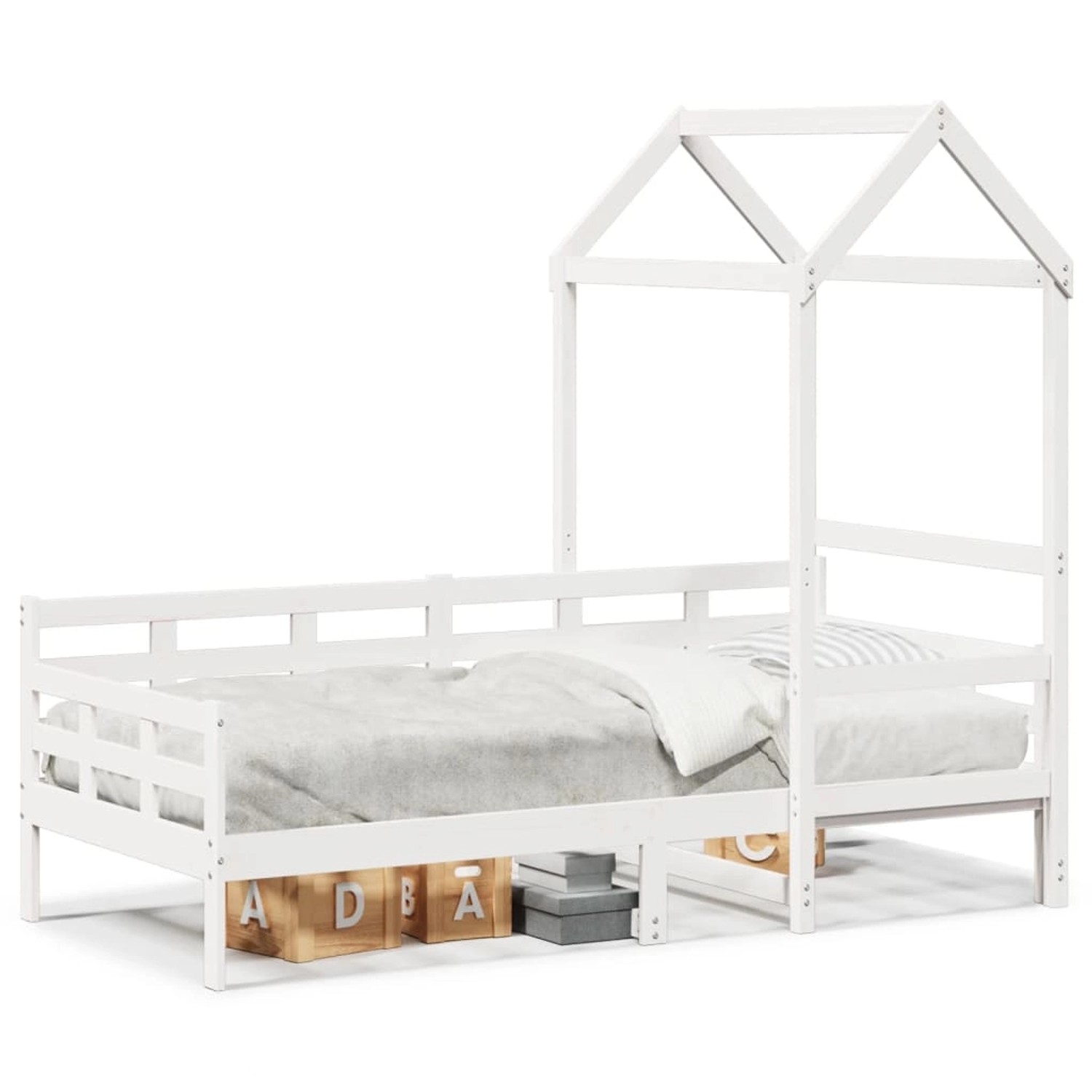 vidaXL Tagesbett mit Dach Weiß 80x200 cm Massivholz Kiefer 3282327 günstig online kaufen