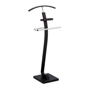 Relaxdays Herrendiener MDF Stahl Schwarz Mit Ablage 112 cm x 46 cm x 32 cm 5 kg