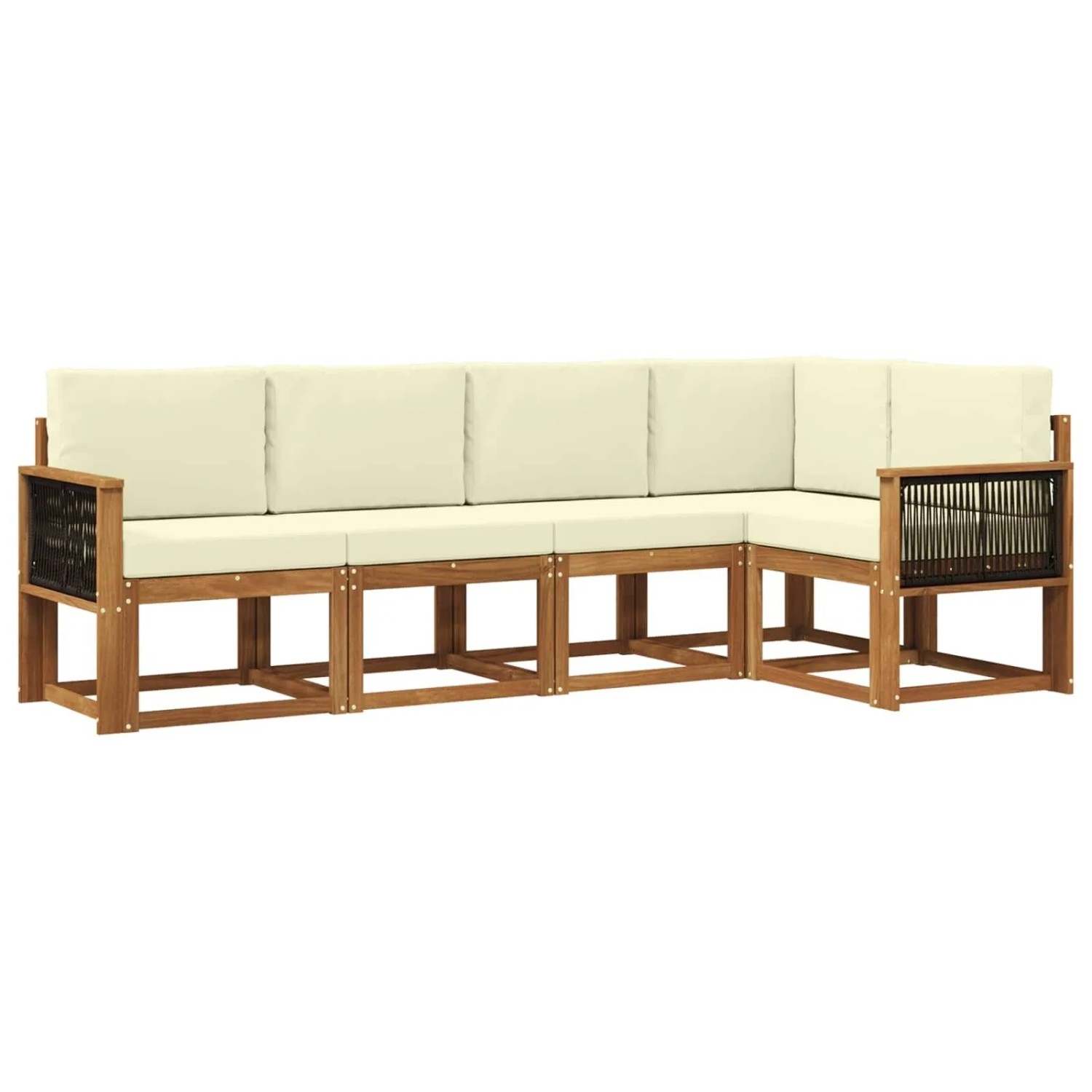 vidaXL Outdoor-Sofagarnitur mit Kissen 5 Stk Natur und Creme Polyester 3385211