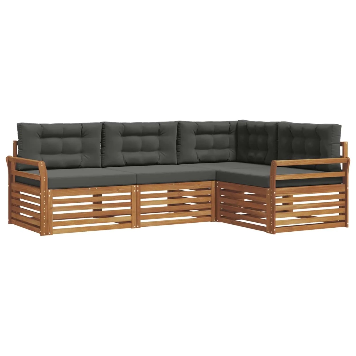 vidaXL Outdoor-Sofagarnitur mit Kissen 4-Tlg Natur und Anthrazit 3373382