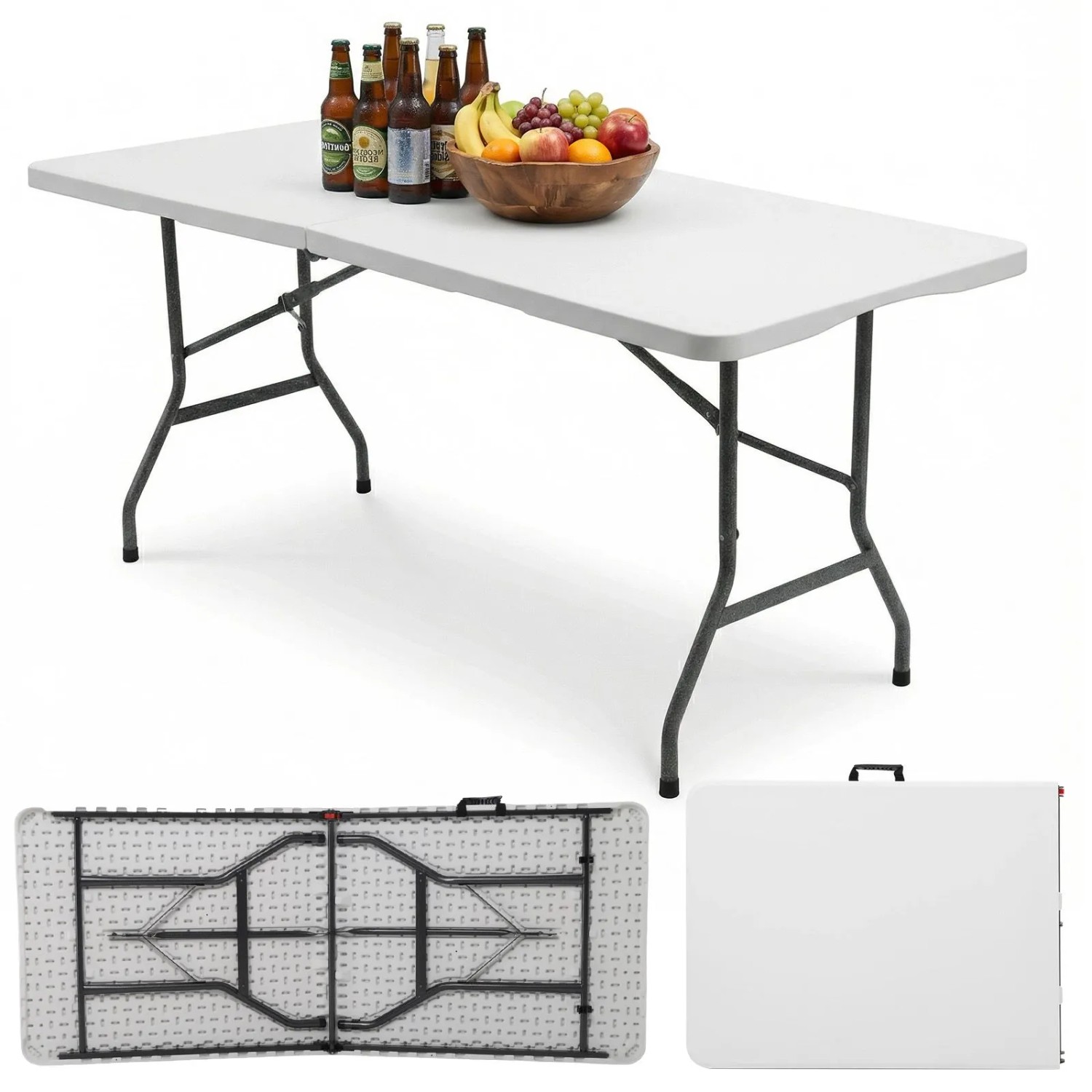 Sekey Buffettisch Campingtisch Klappbar Kunststoff 150cm Weiß