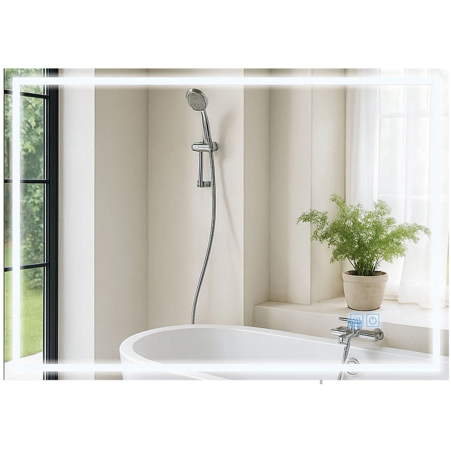 DELUKE Badspiegel GRAZ 70x100 mit Bluetooth 100x3,5x70cm Glas Klarglas Badezimmerspiegel Wandspiegel
