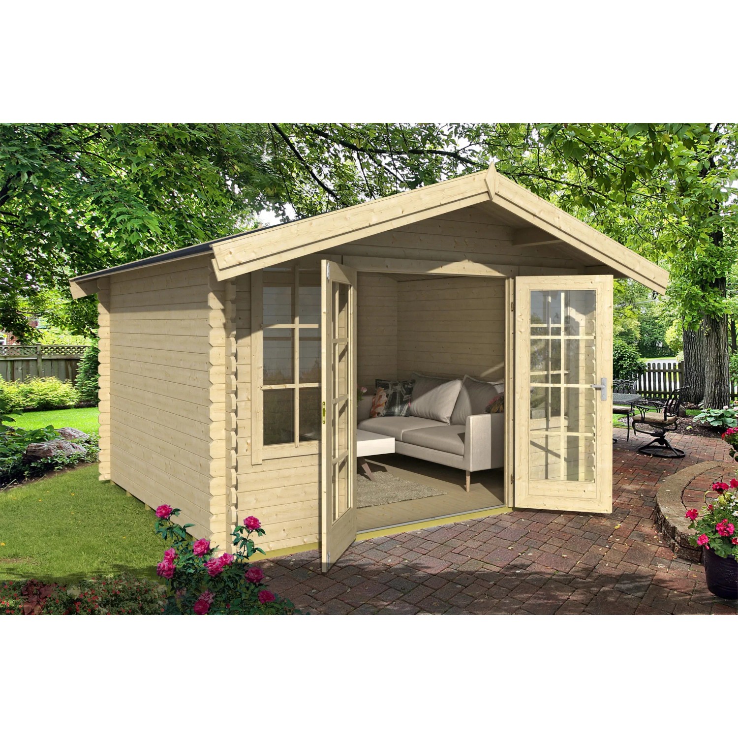Lasita Holz-Gartenhaus/Gerätehaus Gartenhaus/Gerätehaus 284 Satteldach Unbehandelt 358 cm