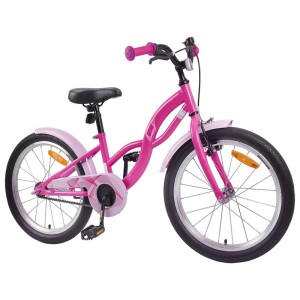 Dunkelrosa Kinderfahrrad, 20 Zoll, für Kinder von 6-11 Jahren. Stahlrahmen, Schutzbleche und Reflektoren.