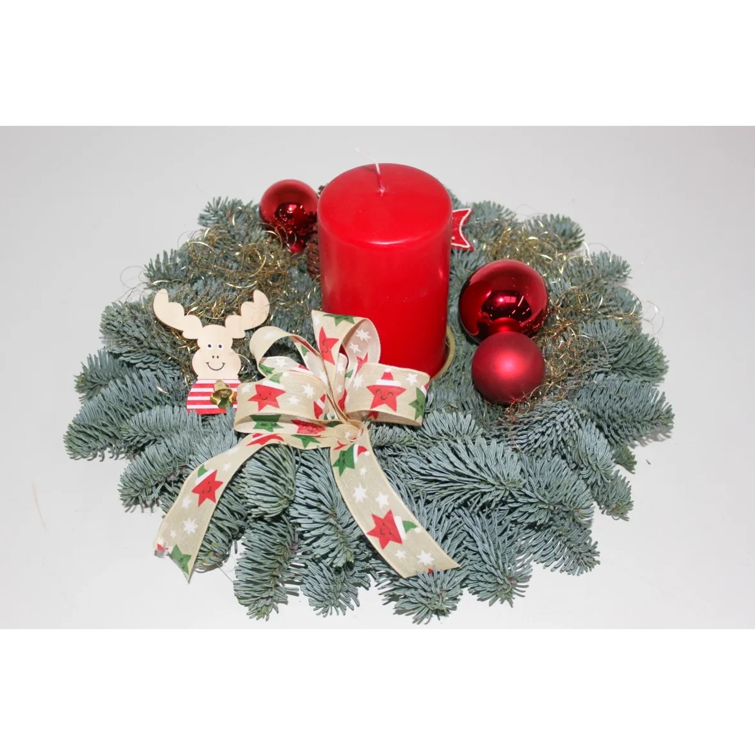 Adventsgesteck mit 1 Kerze Rot 32 cm kaufen bei OBI