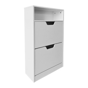Relaxdays Schuhkipper Holzwerkstoff PP Weiß Offenes Fach 102 cm x 60 cm x 24 cm