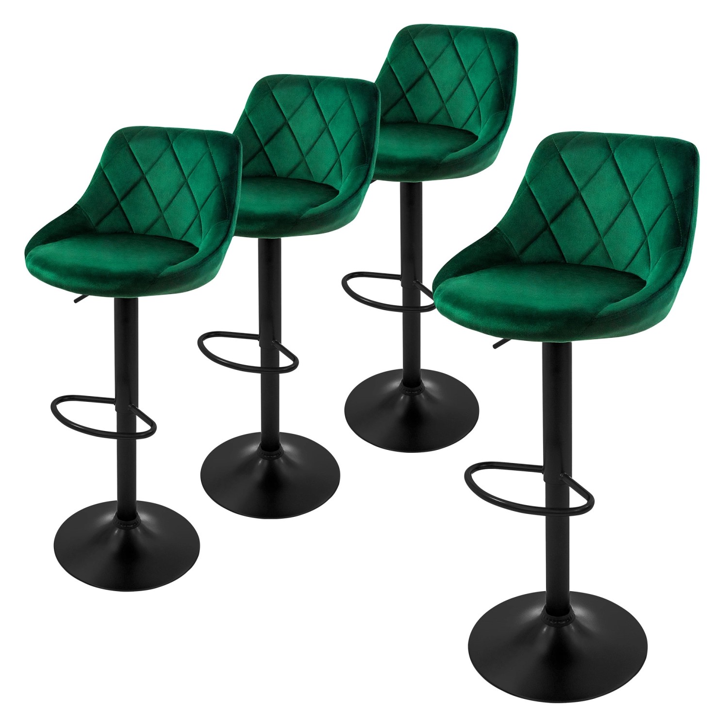 ML-Design Barhocker 4Er Set aus Samt Grün Gepolsterter Drehbar günstig online kaufen
