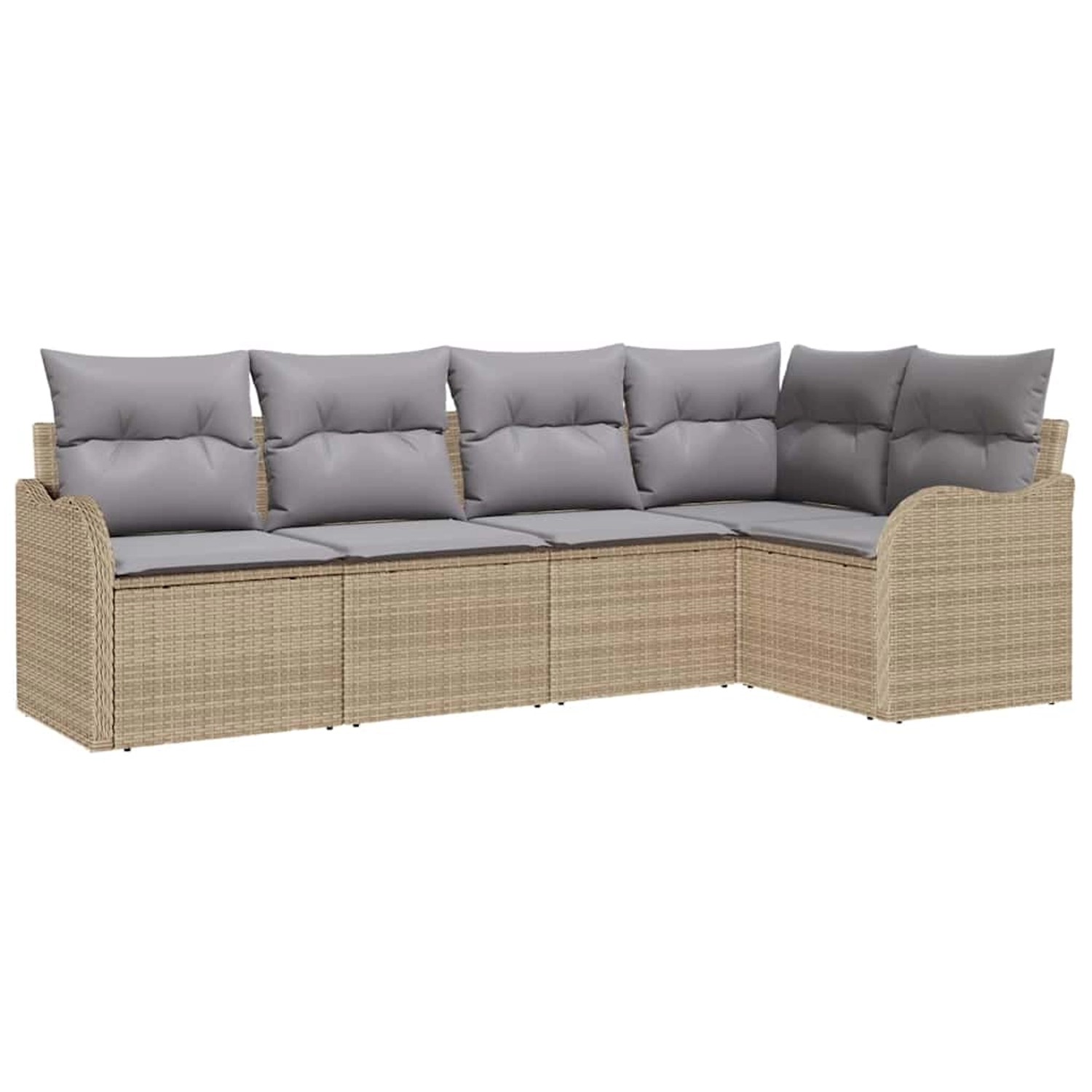 vidaXL Garten-Sofa-Set mit Kissen 5-Tlg Beige Poly Rattan 3345700 günstig online kaufen