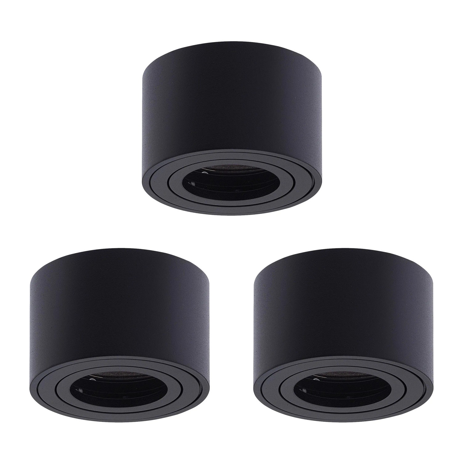 Oktaplex Lile S 3er Set Aufbaurahmen Schwarz ohne Leuchtmittel Schwenkbar Rund für 50-mm-LED-Module