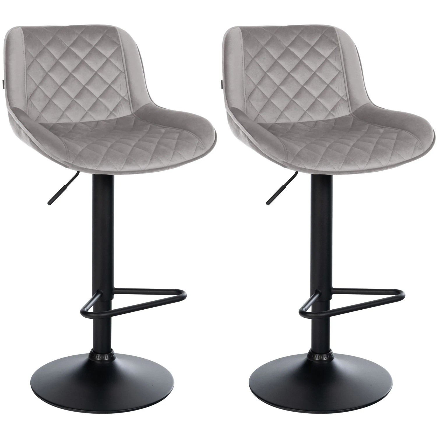 CLP 2er Set Barhocker Kasson grau/Samt