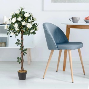 Costway Kunstbaum mit Weißen Rosen und Natürlicher Stamm 120 cm