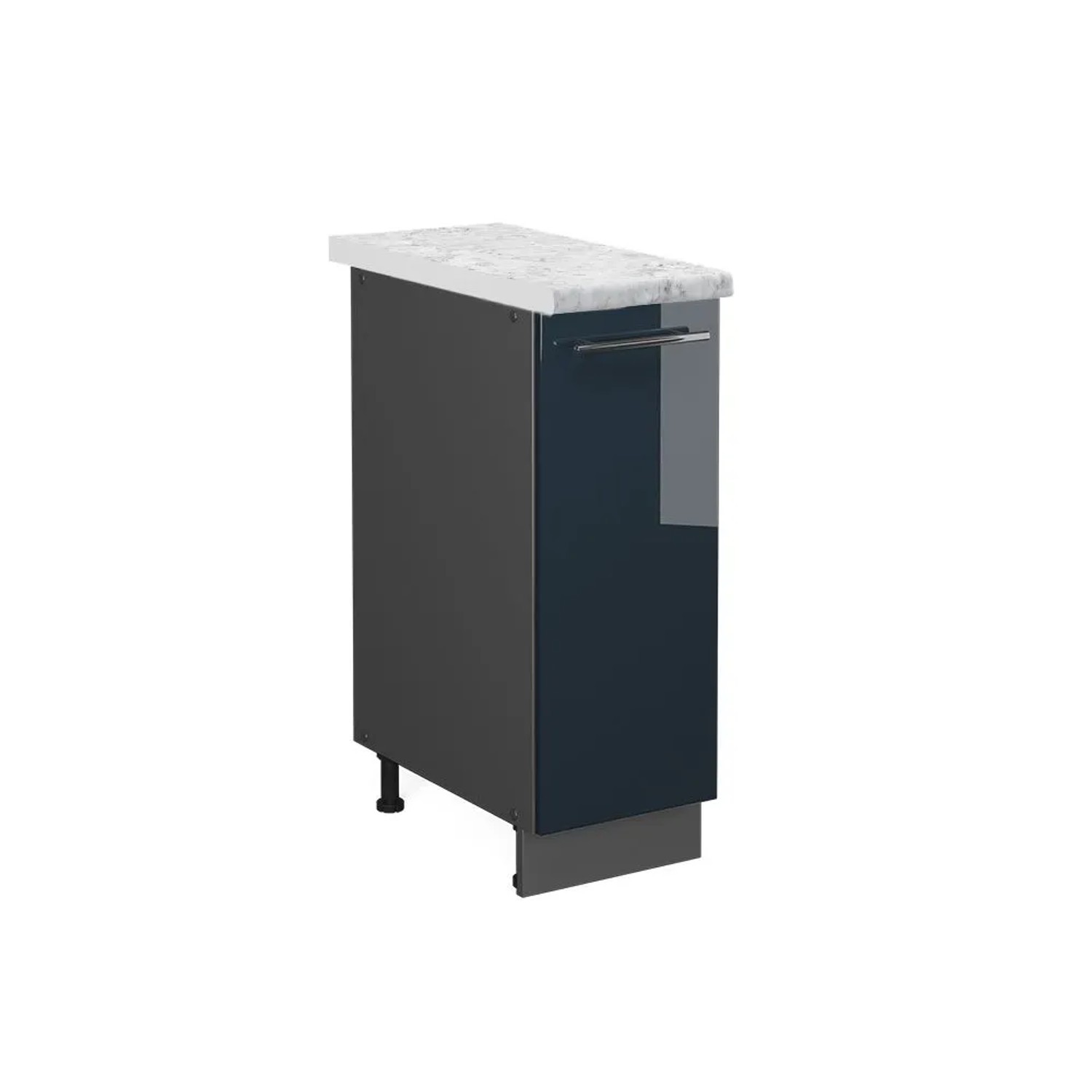 Vicco Apothekerunterschrank Fame-Line DunkelBlau Hochglanz 30 cm AP Marmor