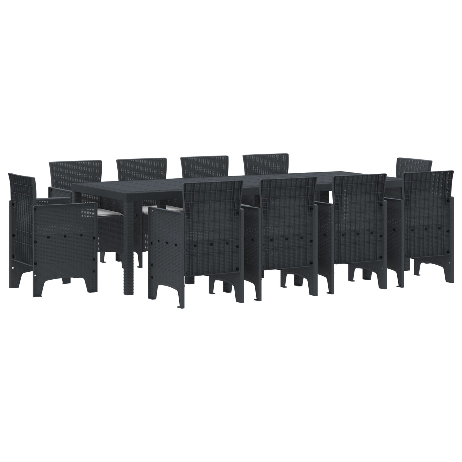 vidaXL 11-tlg Garten-Essgruppe mit Kissen Anthrazit Poly Rattan 3378594 günstig online kaufen