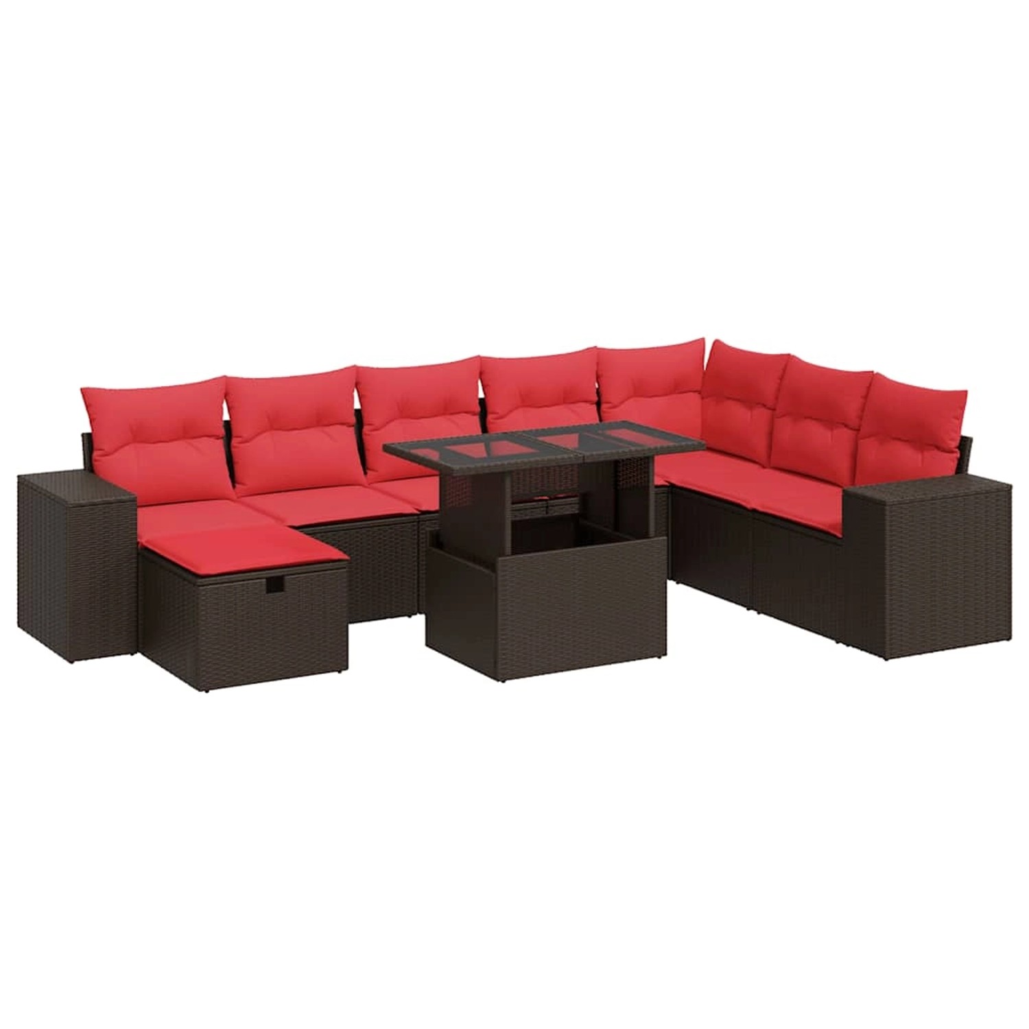 vidaXL 9-Tlg Garten-Sofagarnitur mit Kissen Schwarz Poly Rattan 3327964 günstig online kaufen