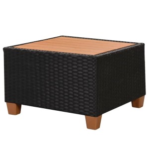 vidaXL Gartenmöbel: Schwarze Rattan Aufbewahrungsbox mit WPC-Tischplatte, Teil des 4-tlg. Lounge Sets.