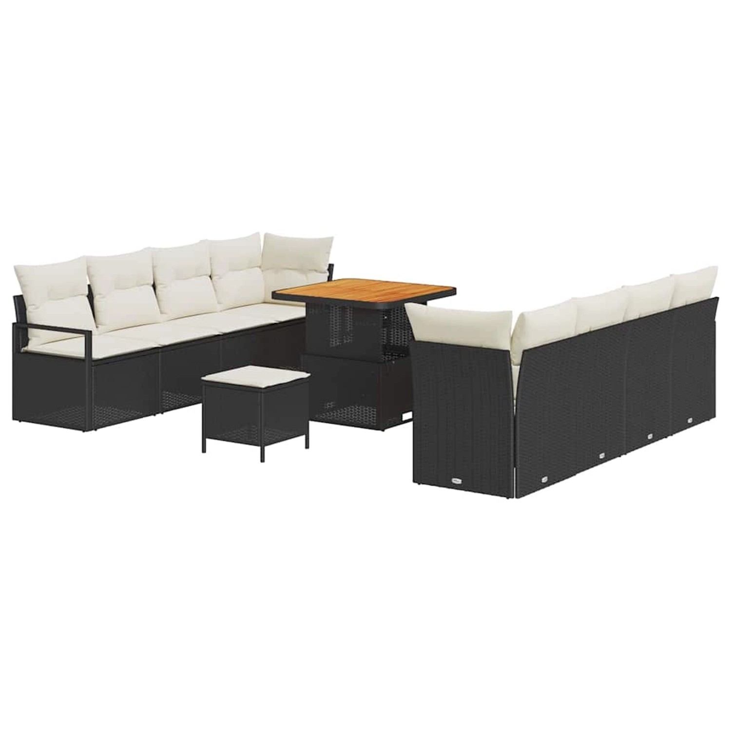 vidaXL 11-Teiliges Garten-Sofa-Set mit Kissen Schwarz aus Poly Rattan und A günstig online kaufen