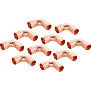 10 Kupfer Lötbögen Ø 15mm, 90-Grad Winkel für Kupferrohr Installationen.