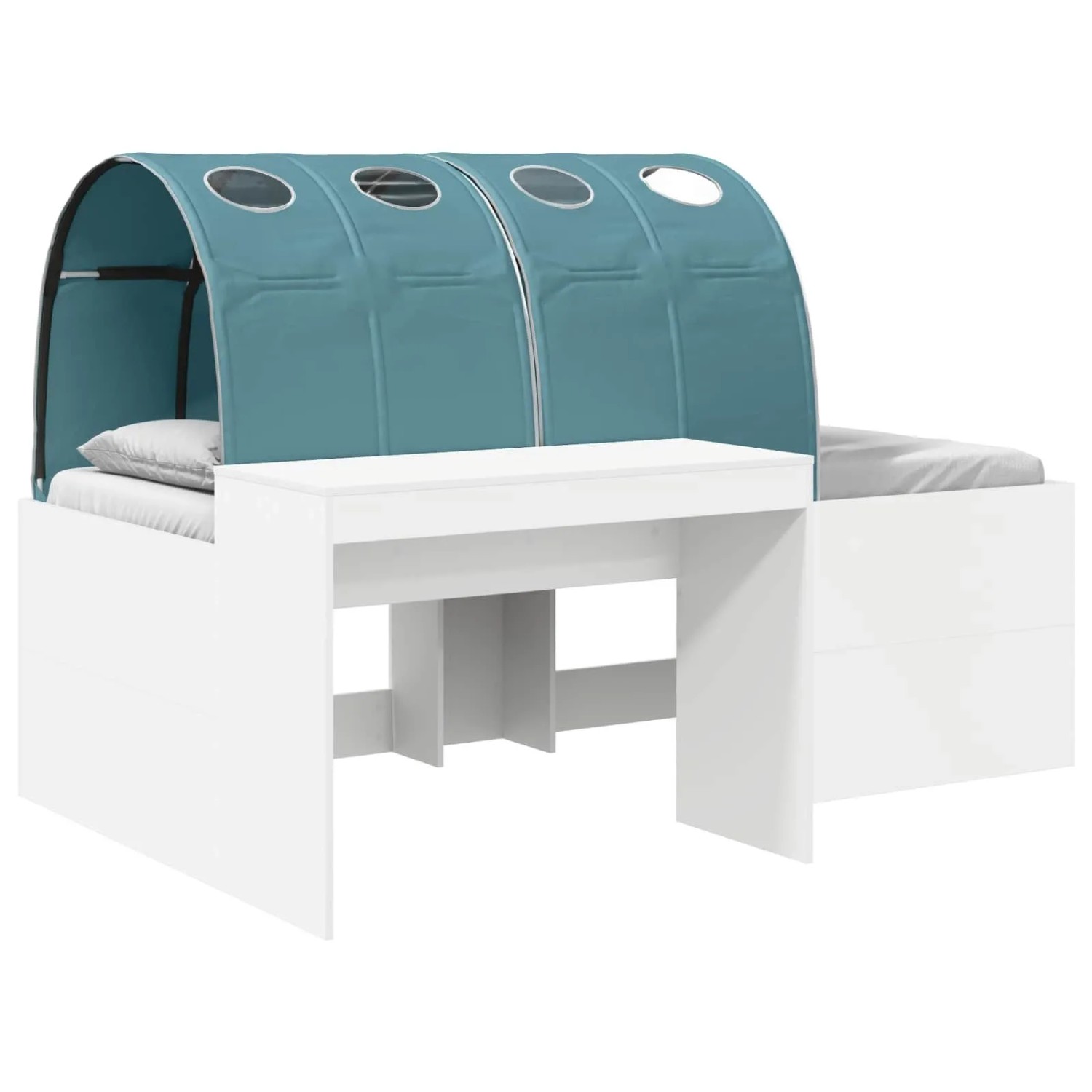 vidaXL Hochbett mit Schreibtisch für Kinder Weiß und Hellblau 3423678