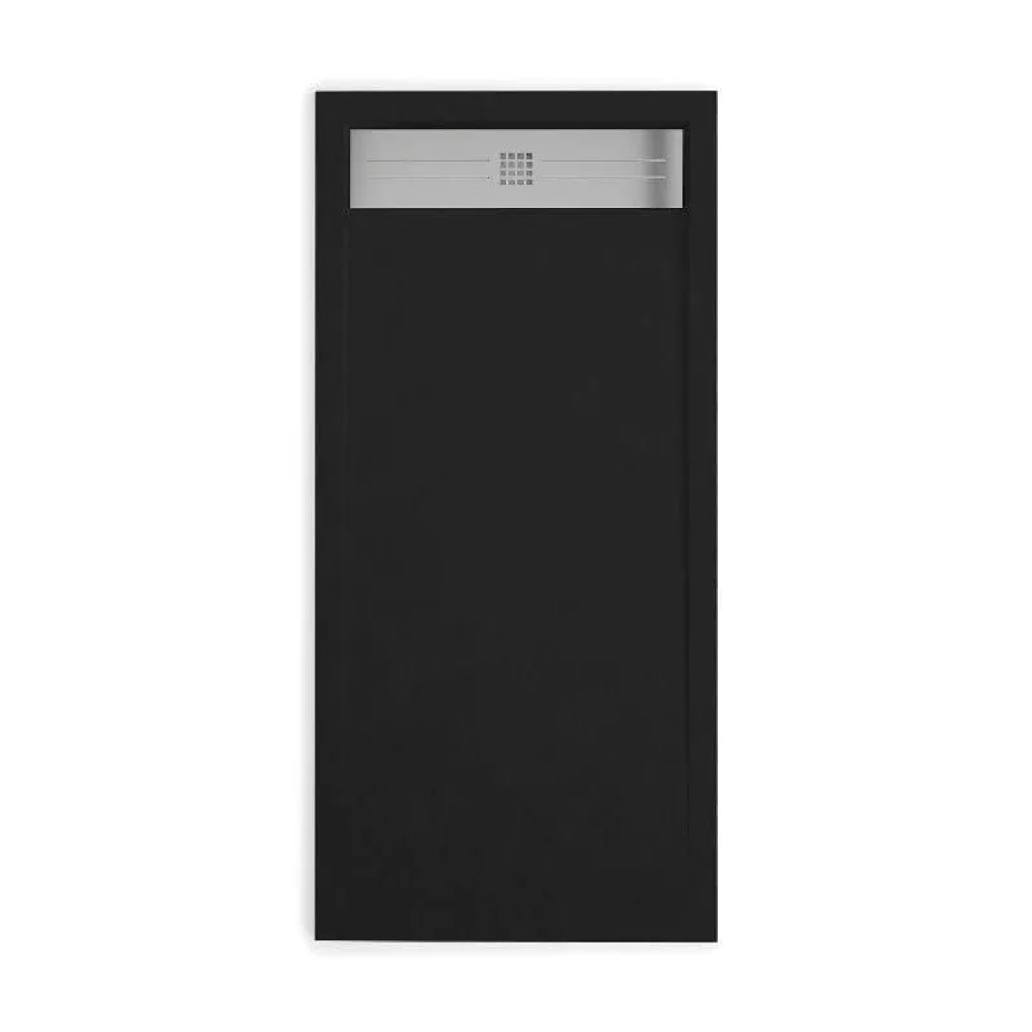 Stano Mineralguss-Duschwanne Extra Flach Elite Schwarz Edelstahl Ablaufabdeckung 80x110cm