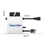 Hoymiles HM-400 Wechselrichter für SUNNIVA Balkonkraftwerk mit Maßen.