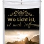 Grablicht Ambrosius Motivkerze mit Spruch und Landschaft, Brenndauer 5 Tage.