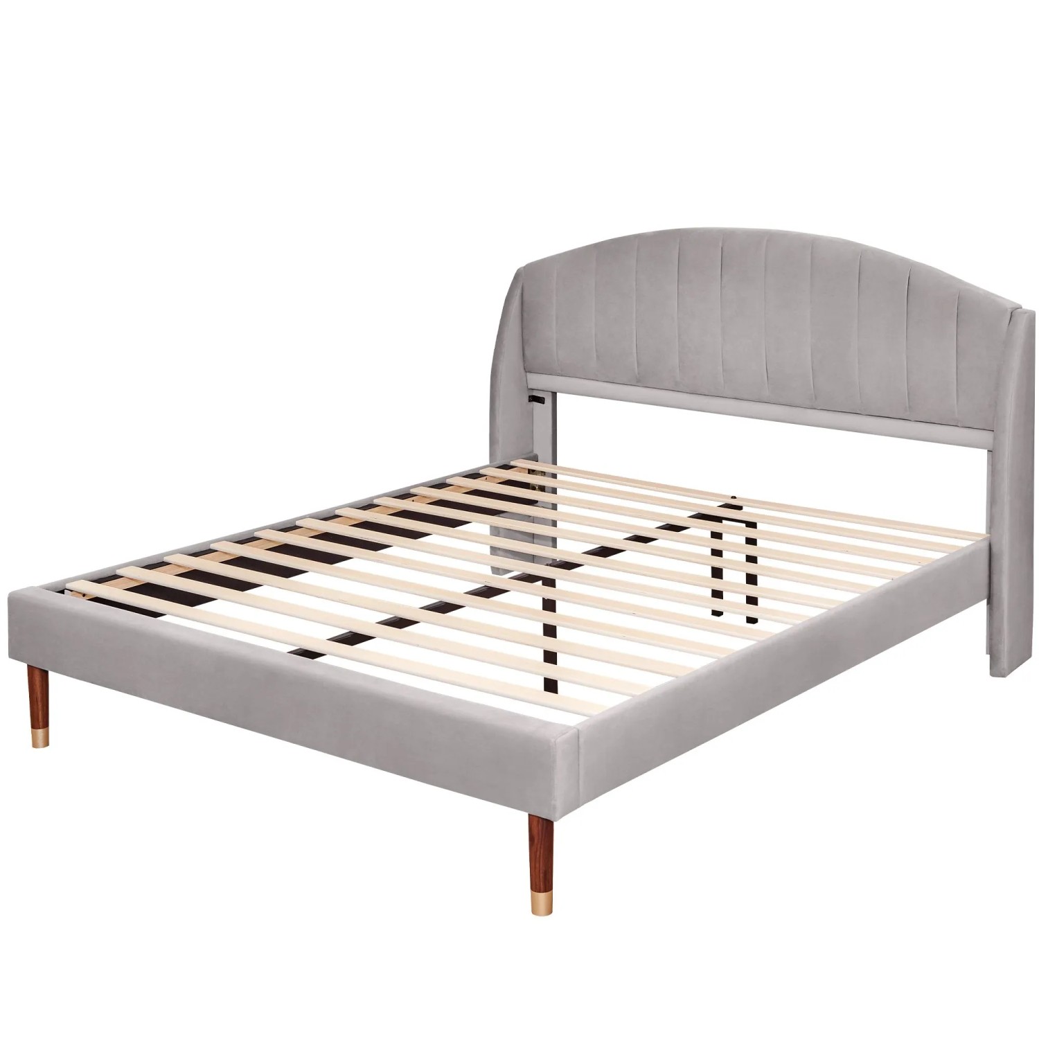 okwish Polsterbett 160×200 Jugendbett mit Lattenrost und Kopfteil ohne Matratze