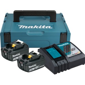 Makita Power Source Kit 18V/3Ah mit 2 Akkus, Ladegerät und Transportkoffer.