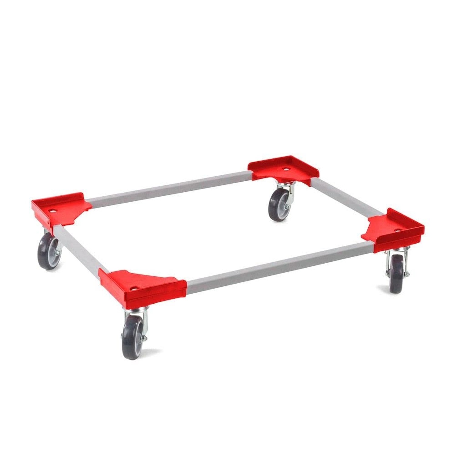 PROREGAL SparSet 12x Profi-Flex Transportroller für Euroboxen 80 x 60 cm mit Gummiräder Rot 4 Lenkrollen Traglast 300 kg