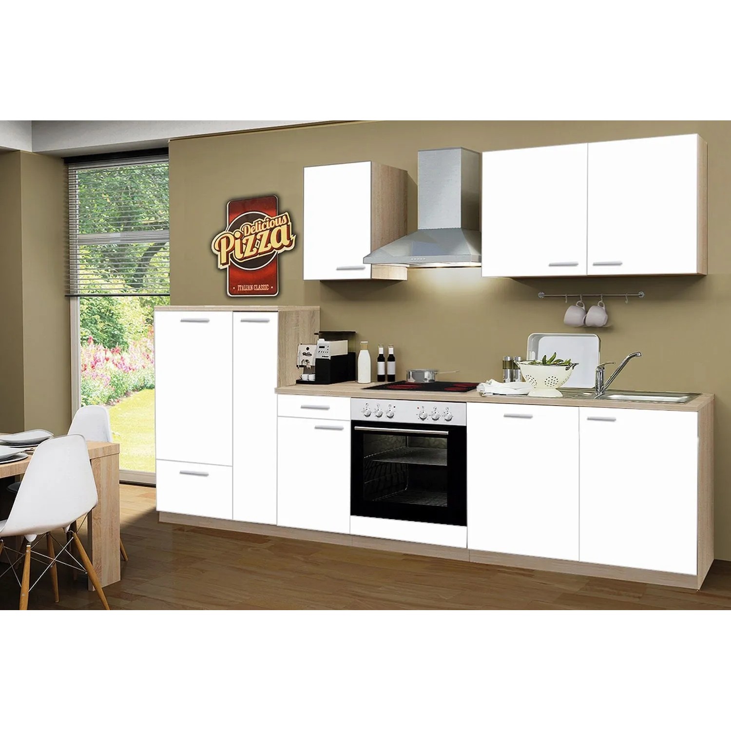 Menke Küchen Küchenzeile Classic, Küchenzeile mit E-Geräten, Breite 300 cm