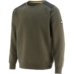 Cat Pullover Essential Oliv, Größe XXL. Arbeitskleidung mit abriebfesten Schultern.