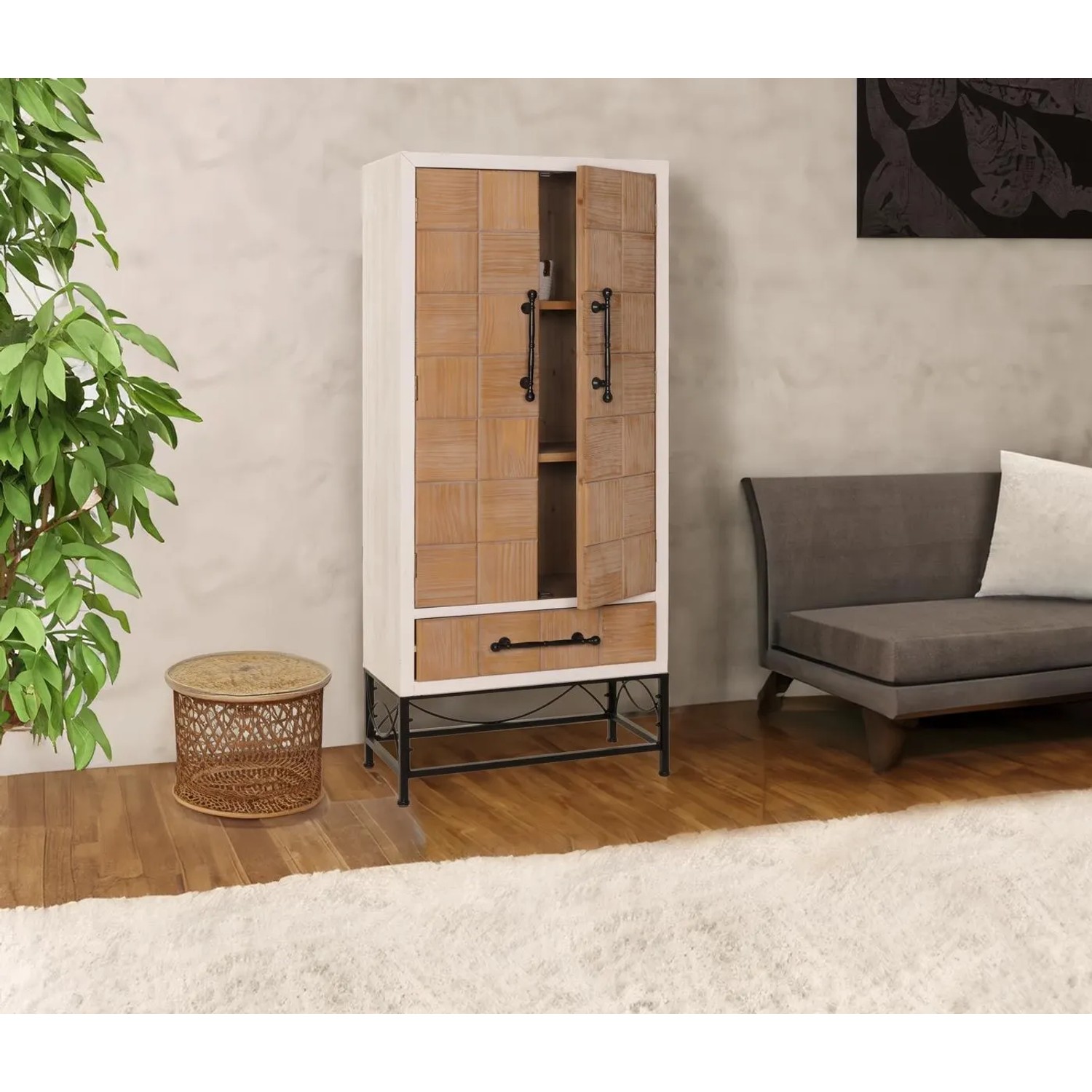 MCW Hochschrank N30 Massiv-Holz MDF 167x72x41cm_5