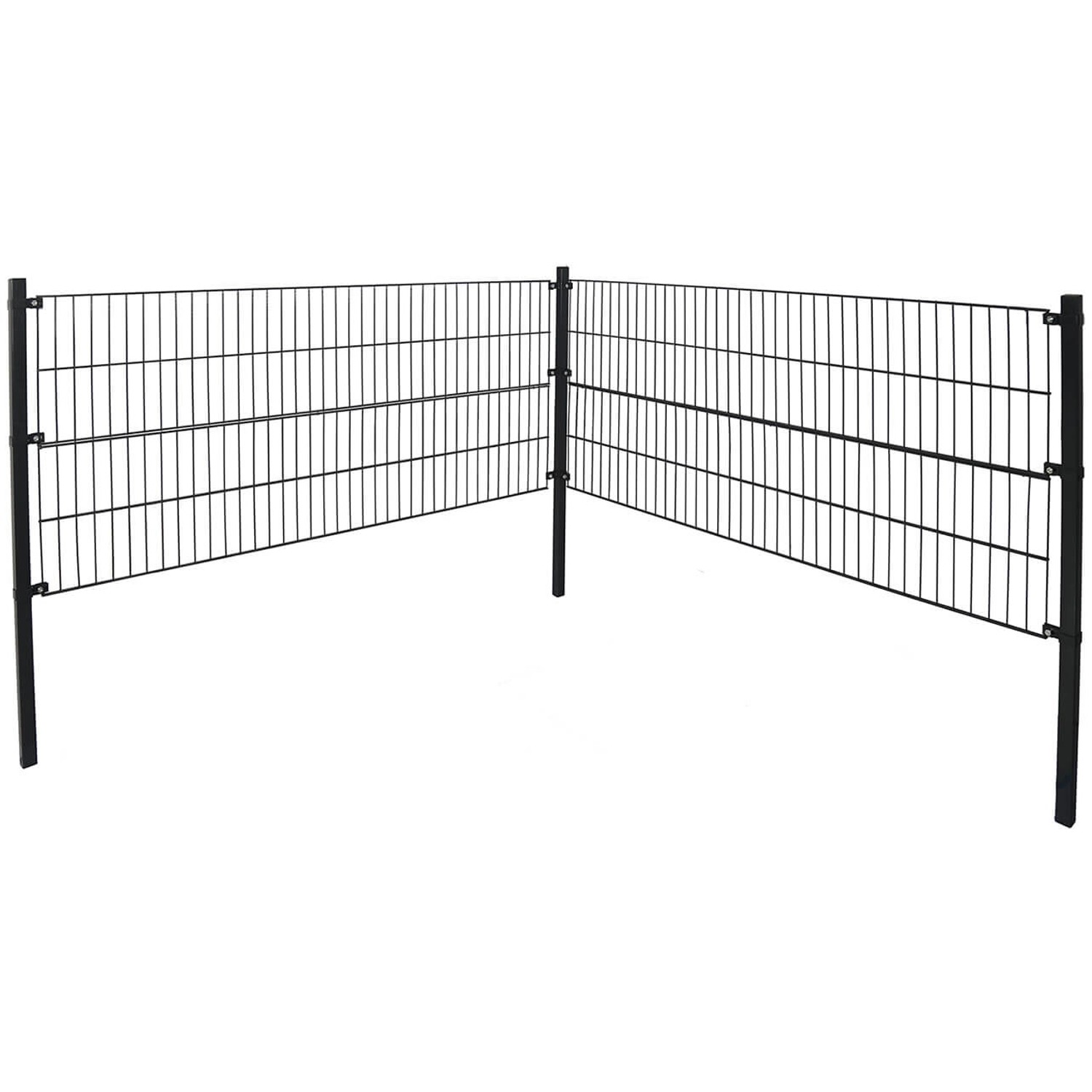 Anthrazitfarbener Doppelstabmattenzaun (0,4x10m) von Home Deluxe. Gartenzaun mit Zaunpfosten und Befestigung.